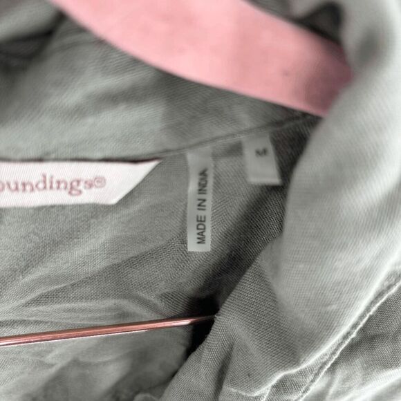 Soft Surroundings Tunic Womens army green used buttoned collar top medium - Picture 3 of 5